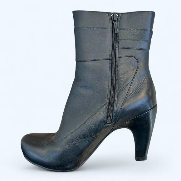 TSUBO CLEONE Black Women's Mid Calf Zip Boot Bootie Sz 8.5 Edgy Chic Minimalist - Picture 10 of 11